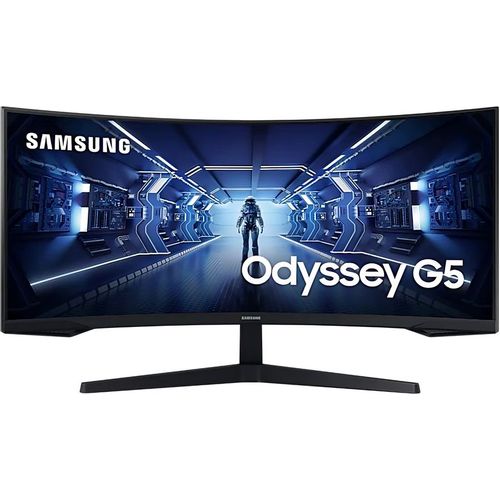 34" Монитор Samsung Odyssey G5 C34G55TWWI, 3440x1440, VA, 165Гц, 1хHDMI, 1хDP, изогнутый, черный [lc34g55twwixci]