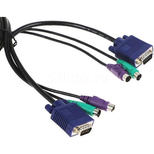 Кабель D-Link DKVM-CB/A4A 1.8м, многожильный, черный