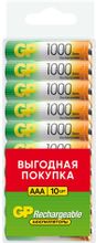 Изображение товара AAA Аккумуляторная батарейка GP 100AAAHC,  10 шт. 1000мAч