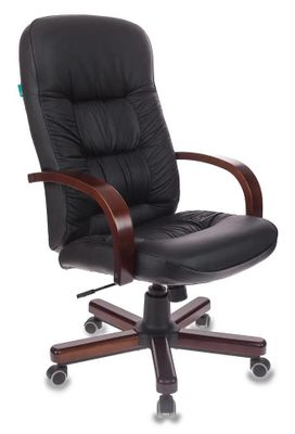 Кресло руководителя Бюрократ T-9908, на колесиках, кожа, черный [t-9908/walnut]