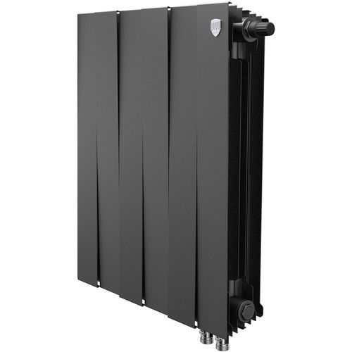 Радиатор биметаллический ROYAL THERMO Pianoforte 500 VR80, 6 секций, нижнее правое подключение, черный