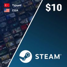 Изображение товара Карта пополнения STEAM 10 USD США электронная доставка