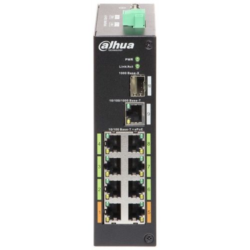 Коммутатор Dahua DH-LR2110-8ET-120, неуправляемый, 9 RJ-45