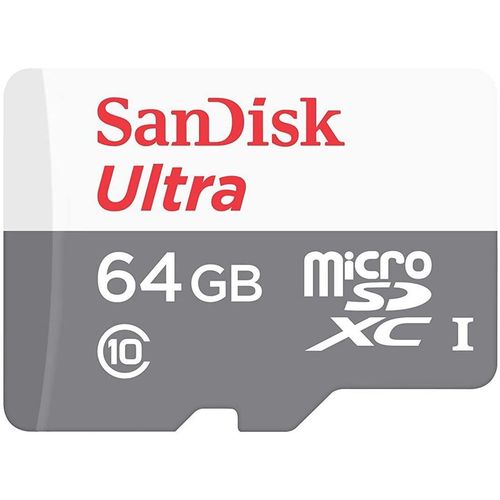 Карта памяти microSDXC UHS-I Sandisk Ultra 64 ГБ, 100 МБ/с, Class 10, SDSQUNR-064G-GN3MN, 1 шт., без адаптера