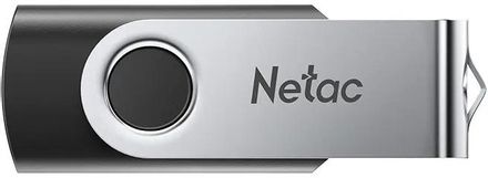 Флешка USB NETAC U505 32ГБ, USB3.0, черный и серебристый [nt03u505n-032g-32bk]