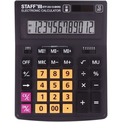 Калькулятор STAFF STF-333, 12-разрядный, черный