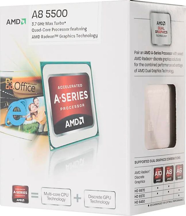Processador gamer AMD A8-5500 AD5500OKA44HJ de 4 núcleos e 3.7GHz de frequência com gráfica integrada