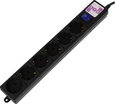 Сетевой фильтр PowerCube SPG6-B1,9M, 1.9м, черный