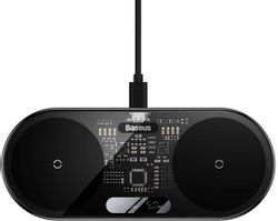 Изображение товара Беспроводное зарядное устройство BASEUS WXSX010101,  USB-C, USB-A, 20Вт, 2A, черный