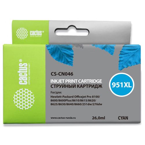 Картридж Cactus CS-CN046, №951XL, голубой / CS-CN046