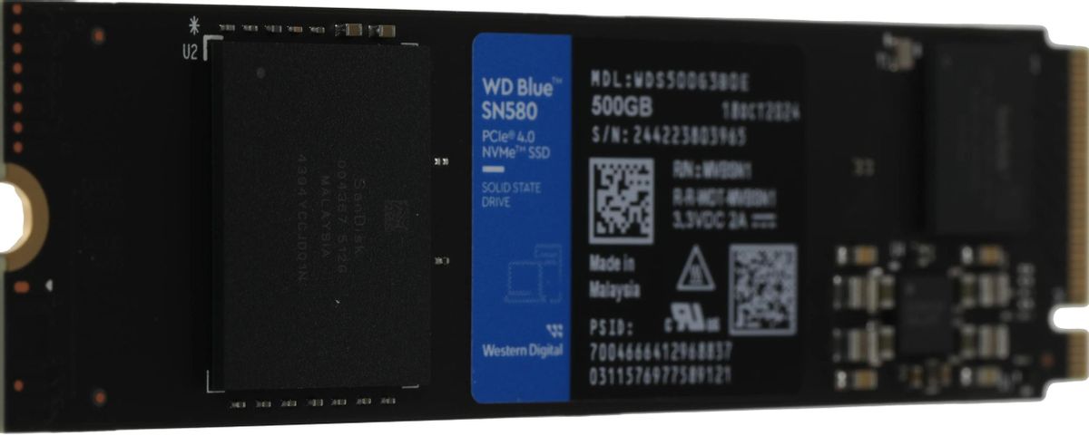 SSD накопитель WD Blue SN580 WDS500G3B0E 500ГБ, M.2 2280, PCIe 4.0