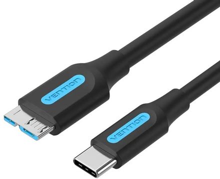 Кабель VENTION CQABF, USB Type-C (m) (прямой) - micro USB B (m) (прямой), круглое, 1м, черный