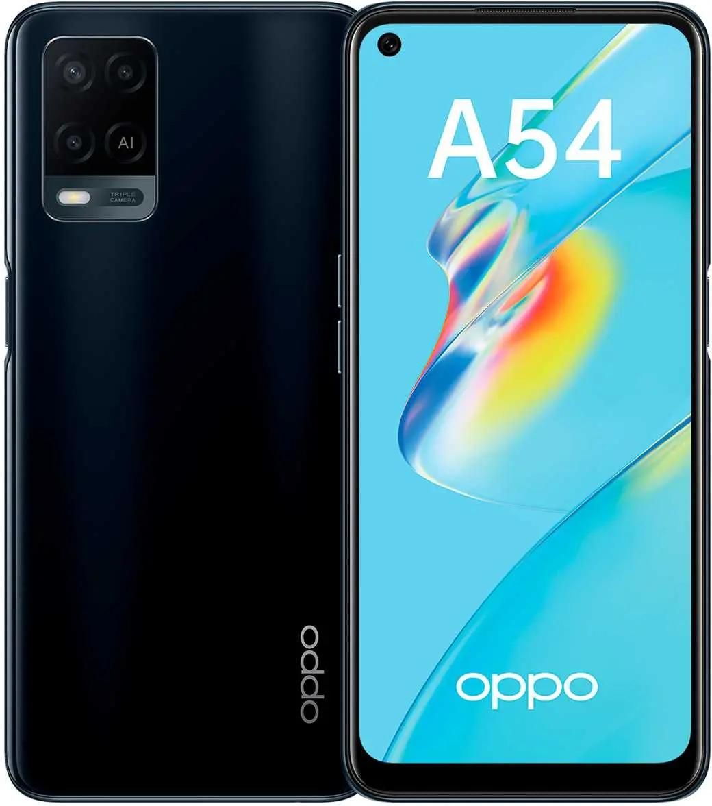 Характеристики Смартфон OPPO A54 4/128Gb, черный (1520292) смотреть в  СИТИЛИНК