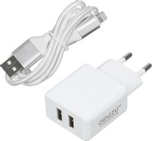 Сетевое зарядное устройство Ginzzu GA-3313UW, 2xUSB, 8-pin Lightning ...
