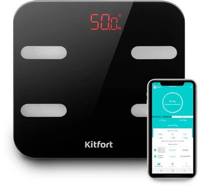 Напольные весы KitFort KT-806, до 180кг, цвет: черный [кт-806]