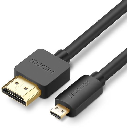 Кабель аудио-видео UGREEN HD127, Micro HDMI (m) - HDMI (m), 1м, GOLD, ф/фильтр, черный [30148]