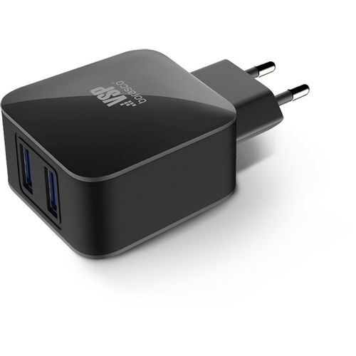 Сетевое зарядное устройство BORASCO 2xUSB-A, 2.1A, черный [20648]