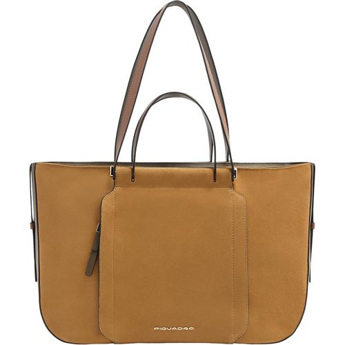 Деловая сумка Piquadro Circle, женская, замша, песочный / зеленый [bd7136w92/saves]