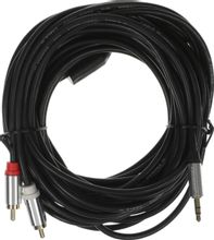 Изображение товара Кабель соединительный аудио PREMIER 5-334 10.0,  Jack 3.5 (m) -  2хRCA (m),  медный, 10м, GOLD,  черный/серый