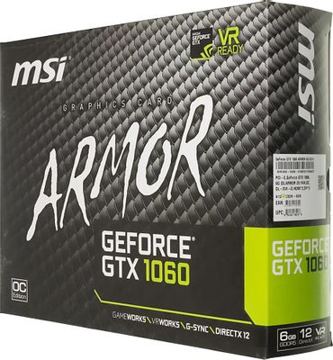MSI NVIDIA GeForce GTX 1060 GeForce GTX 1060 ARMOR 6G OCV1 6 GDDR5 OC Ret 390822