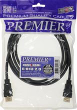 Изображение товара Кабель аудио-видео PREMIER 5-813,  HDMI (m) -  HDMI (m),  ver 2.0,  2м, GOLD,  ф/фильтр,  черный [5-813 2.0]