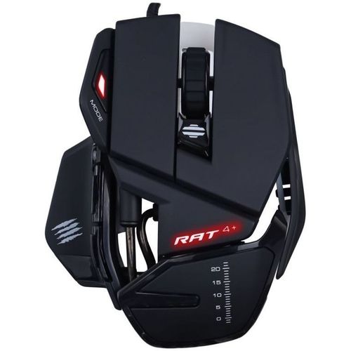 Мышь проводная MAD CATZ R.A.T.4+, игровая, оптическая, USB, 7200dpi, черный [mr03mcinbl000-0]