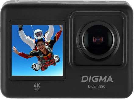 Экшн-камера Digma DiCam 880 (внешний микрофон/пульт ДУ),  4K,  WiFi,  черный [dc880]