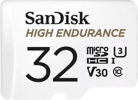 Карта памяти microSDHC UHS-I U3 Sandisk High Endurance 32 ГБ, 100 МБ/с, Class 10, SDSQQNR-032G-GN6IA,  1 шт., переходник SD