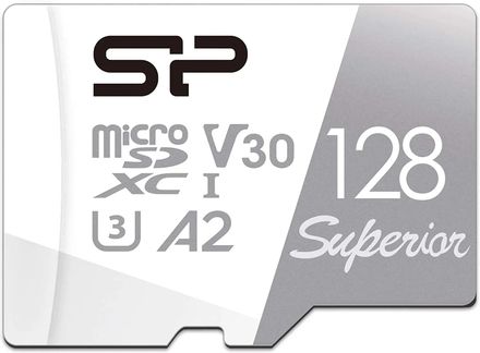 Карта памяти microSDXC UHS-I U3 Silicon Power Superior 128 ГБ, 100 МБ/с, Class 10, SP128GBSTXDA2V20SP, 1 шт., переходник SD