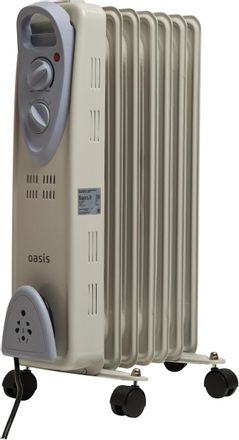 Масляный радиатор OASIS US-15, с терморегулятором, 1500Вт, 7 секций, 3 режима, серый