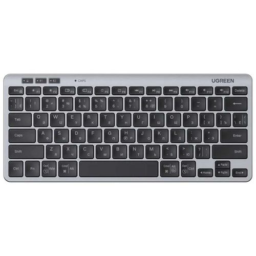 Клавиатура UGREEN K551, беспроводная, USB, Bluetooth/Радиоканал, мембранная, черный/серебристый [75049ru]
