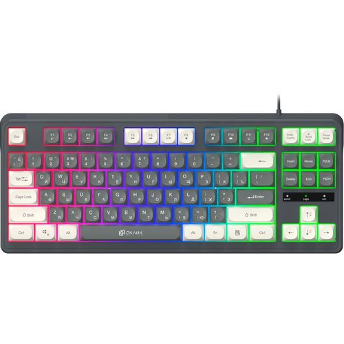 Клавиатура Oklick 711G, проводная, USB, мембранная, серый/белый [1790385]