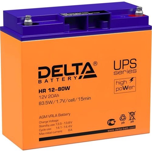 Аккумуляторная батарея Delta HR 12-80 W для ИБП, 12В, 20Ач
