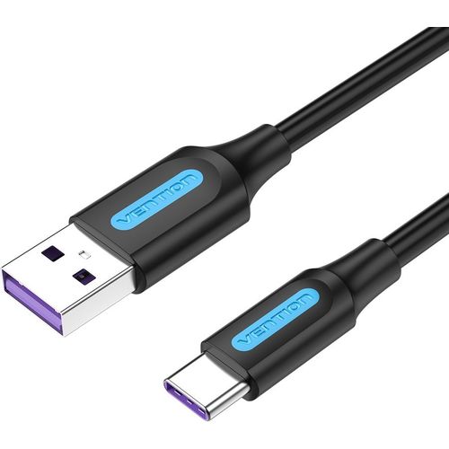 Кабель VENTION CORBD, USB Type-C (m) (прямой) — USB 2.0 A (m) (прямой), круглое, 0.5м, пакет, черный