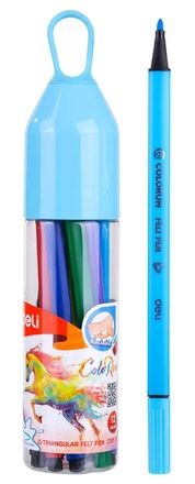 Фломастеры Deli ColoRun EC10506, смываемые, 12 цв., пластиковая туба