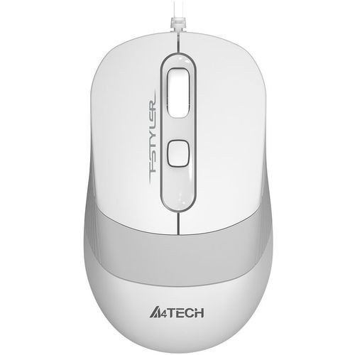 Мышь проводная A4TECH Fstyler FM10S, оптическая, USB, 1600dpi, белый и серый [fm10s usb white]