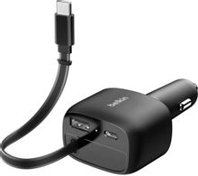 Изображение товара Автомобильное зарядное устройство Belkin CCC001hqBK,  USB-A,  USB-C, USB-C, 75Вт, 3A, черный