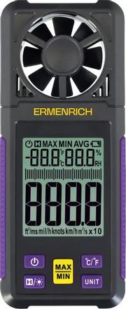 Анемометр-термометр портативный ERMENRICH Seek DN10, крыльчатый, фиолетовый/ черный [86325]