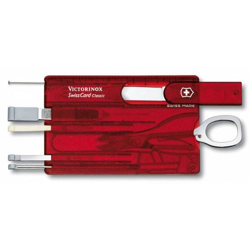 Швейцарская карта Victorinox SwissCard Classic, красный полупрозрачный, коробка подарочная [0.7100.t]