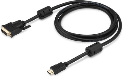 Кабель Buro HDMI (m) -  DVI-D (m),  GOLD ,  ферритовый фильтр ,  1.8м,  черный [hdmi-19m-dvi-d-1.8m]