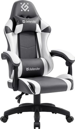 Кресло игровое Defender Fortune, экокожа, до 120кг, серый