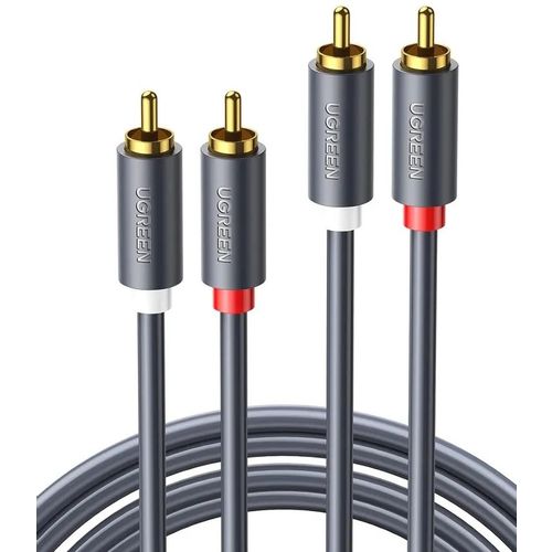 Кабель UGREEN AV104, 2xRCA (m) (прямой) — 2xRCA (m) (прямой), GOLD , ферритовый фильтр , 5м, черный [10520]