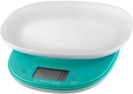 Весы кухонные BRAYER BR1802, бирюзовый/белый