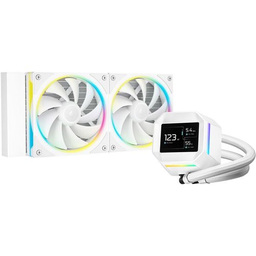 Система водяного охлаждения DeepCool LM240, LCD, 4-pin, ARGB, 120мм, белый, retail [r-lm240-whdmmc-1]