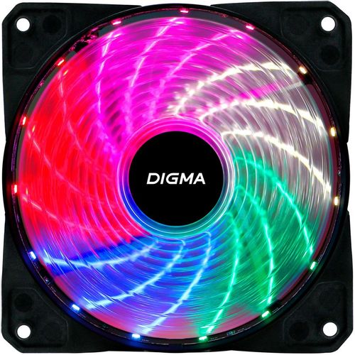 Вентилятор Digma DFAN-FRGB2 120мм, 3-pin, от БП:4-pin (Molex), 1200об/мин, 23 дБ, RGB, черный, Ret