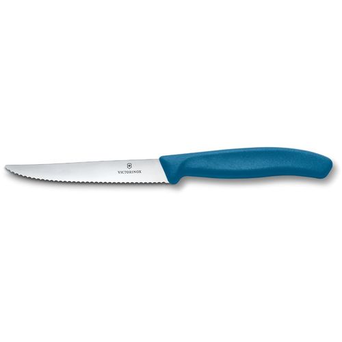 Нож кухонный Victorinox Swiss Classic 6.7232.C1, универсальный, для стейка/пиццы, 110мм, заточка серрейтор, стальной, синий