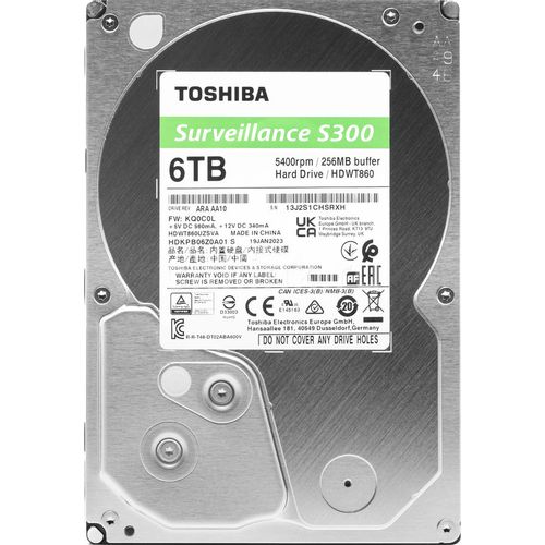6ТБ Жесткий диск Toshiba S300 HDWT860UZSVA, SATA III, 3.5", 5400об/мин