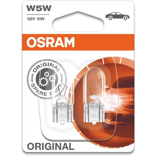 Лампа автомобильная накаливания Osram 2825-02B, W5W, 12В, 5Вт, 2шт