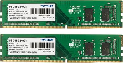 Оперативная память Patriot PSD48G2400K DDR4 -  2x 4ГБ 2400МГц, DIMM,  Ret