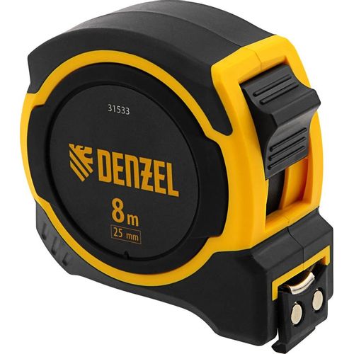Рулетка строительная DENZEL 31533, 8м x25мм, с автостопом, с магнитным зацепом